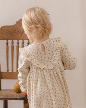 Load image into Gallery viewer, Blue Ditsy Long Sleeve Ruffle V Dress