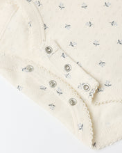 Load image into Gallery viewer, Blue Ditsy Pointelle Skirted Bodysuit