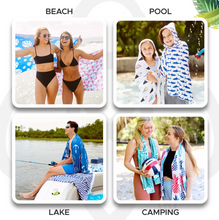 Load image into Gallery viewer, Mermaid Scales Hooded UPF 50+ Sunscreen Towel
