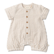 Load image into Gallery viewer, Brown Stripe Organic Cotton Shortie Romper