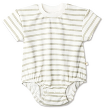 Load image into Gallery viewer, Sage Stripes Bubble Romper