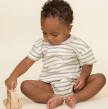 Load image into Gallery viewer, Sage Stripes Bubble Romper