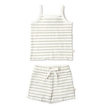 Load image into Gallery viewer, Sage Stripes Spaghetti Tank & Shorts Set