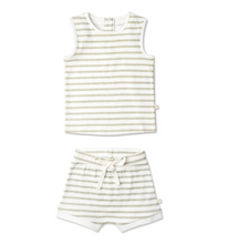 Load image into Gallery viewer, Sage Stripes Tank & Shorts Set