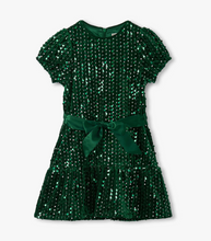 Load image into Gallery viewer, Green Sequins Velvet Dress