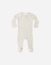 Load image into Gallery viewer, Oat Gingham Bamboo Zip Footie