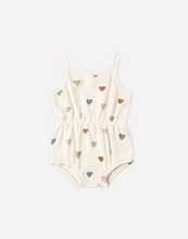 Load image into Gallery viewer, Confetti Hearts Waffle Cinch Romper