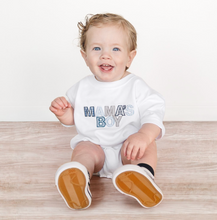 Load image into Gallery viewer, Mama's Boy Patchwork Bubble Romper