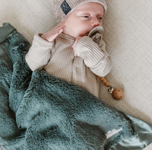 Load image into Gallery viewer, Evergreen Satin Border Receiving Blanket