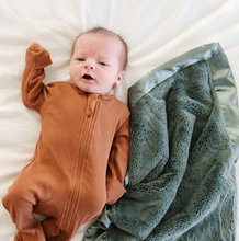 Load image into Gallery viewer, Evergreen Satin Border Receiving Blanket