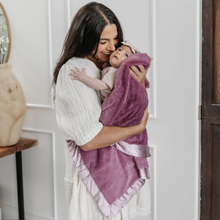 Load image into Gallery viewer, Mauve Satin Border Receiving Blanket