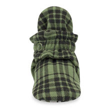 Load image into Gallery viewer, Olive Plaid Cotton Gripper Bootie