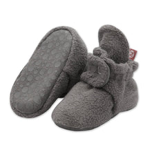 Load image into Gallery viewer, Charcoal Grey Fleece Gripper Bootie