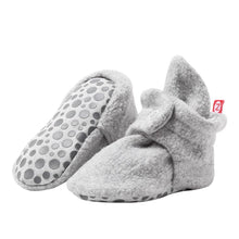 Load image into Gallery viewer, Heather Grey Fleece Gripper Bootie