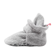 Load image into Gallery viewer, Heather Grey Fleece Gripper Bootie