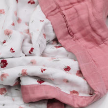 Load image into Gallery viewer, Pink Posies 4-Layer Mulsin Quilt