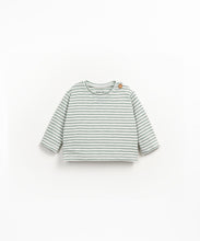 Load image into Gallery viewer, Sage Stripe Button Long Sleeve Top
