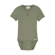 Load image into Gallery viewer, Olive Green Ribbed Short Sleeve Bodysuit
