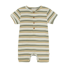 Load image into Gallery viewer, Green Stripe Mix Rib Shortie Romper
