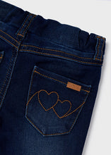 Load image into Gallery viewer, Dark Wash Double Heart Stitched Jegging
