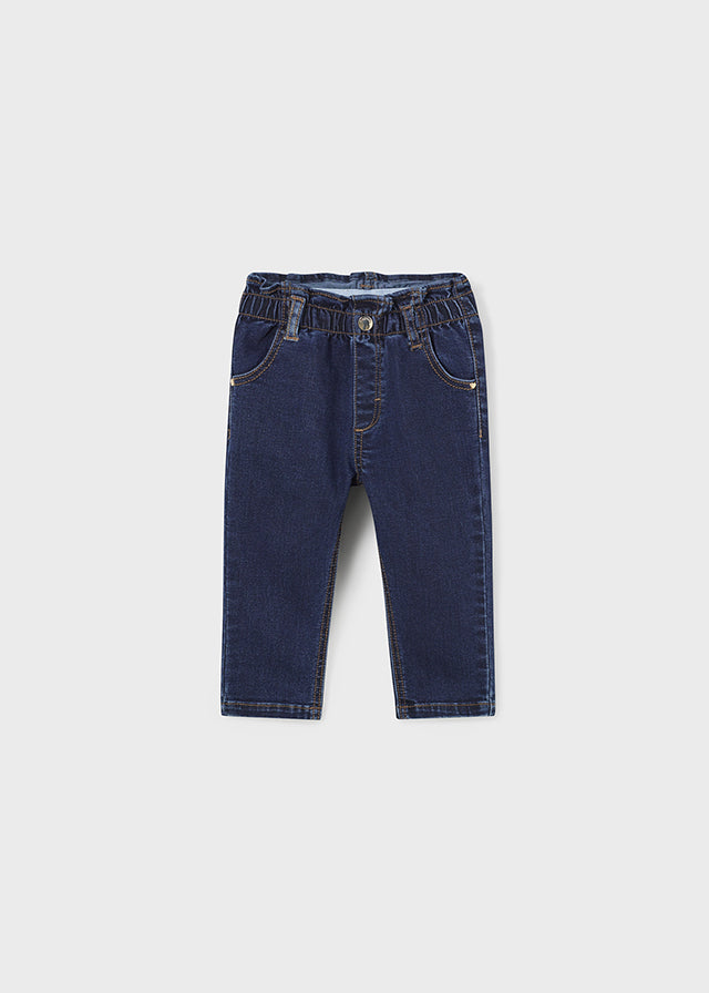 Dark Wash Paper-Bag Waist Denim