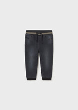 Load image into Gallery viewer, Black Elastic Band Denim Jogger
