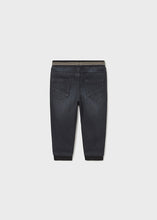 Load image into Gallery viewer, Black Elastic Band Denim Jogger
