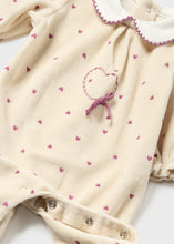 Load image into Gallery viewer, Ivory Winter Violet Hearts Velour Footie
