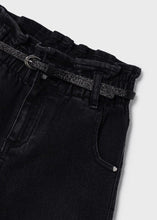 Load image into Gallery viewer, Black Slouchy Paper-Bag Waist Denim
