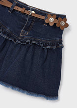Load image into Gallery viewer, Dark Denim Fray Skirt &amp; Belt Set
