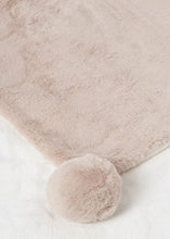 Load image into Gallery viewer, Taupe Faux Fur Pom Blanket
