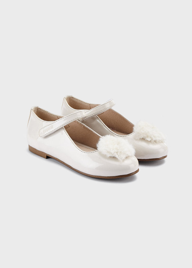 Nude Pom Velcro Flat