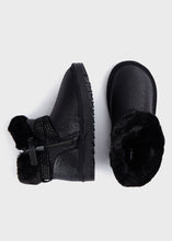 Load image into Gallery viewer, Black Shimmer Faux Fur Boot
