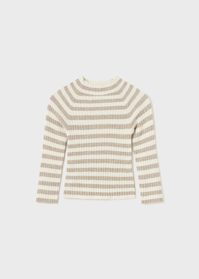 Natural Stripe Mock Neck Top
