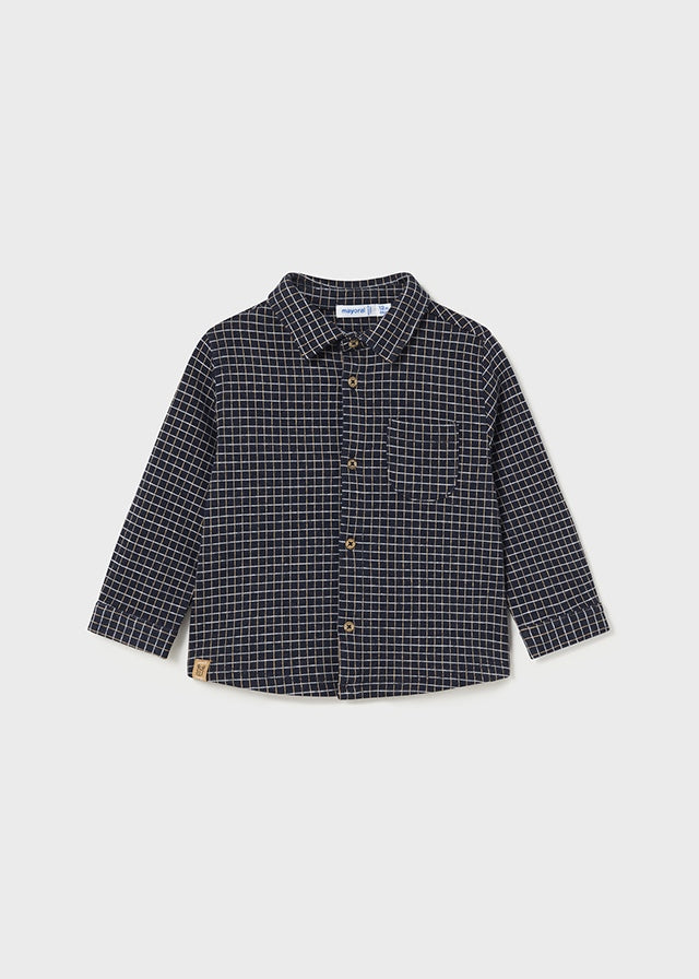 Navy Plaid Collared Button Up