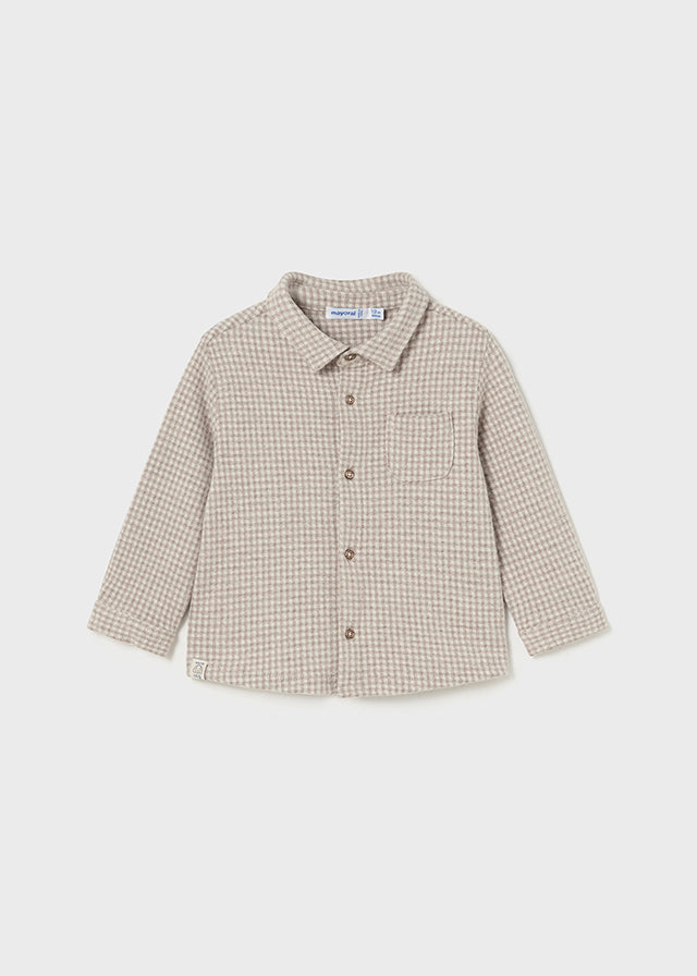 Taupe Plaid Collared Button Up