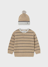 Load image into Gallery viewer, Navy Stripe Sweater &amp; Hat Set
