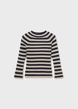 Load image into Gallery viewer, Navy Stripe Mock Neck Rib Top
