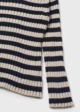 Load image into Gallery viewer, Navy Stripe Mock Neck Rib Top
