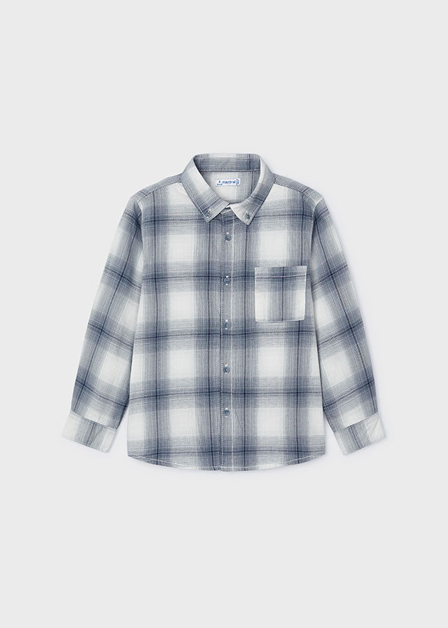 Winter Blue Plaid Button Up