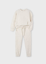 Load image into Gallery viewer, Cream Floral Ribbed Track Suit
