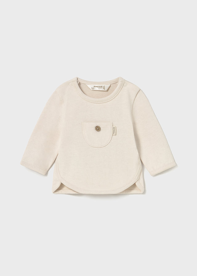 Cream Button Pocket Top