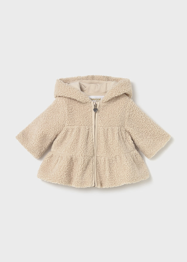 Latte Peplum Teddy Jacket