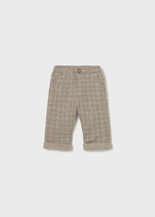 Taupe Stitch Plaid Trousers