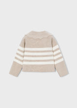 Load image into Gallery viewer, Taupe Stripes Scalloped Collar Top

