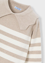 Load image into Gallery viewer, Taupe Stripes Scalloped Collar Top

