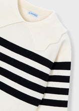 Load image into Gallery viewer, Black Stripes Scalloped Collar Top
