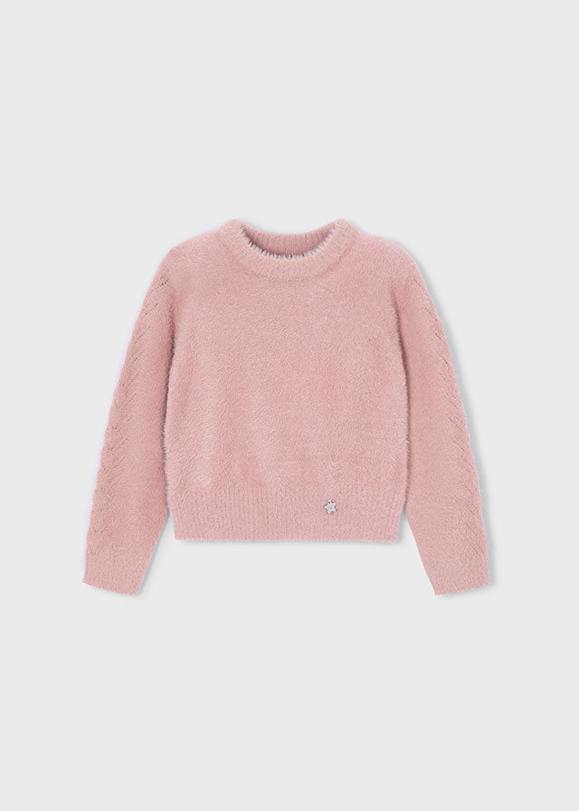 Pink Rose Fuzzy Pullover Sweater