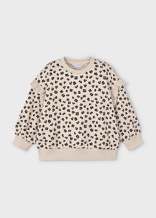 Cheetah Print Ruffled Crewneck