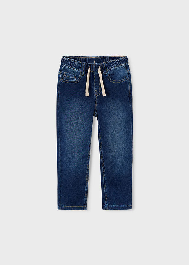 Dark Wash Straight Leg Pull On Denim